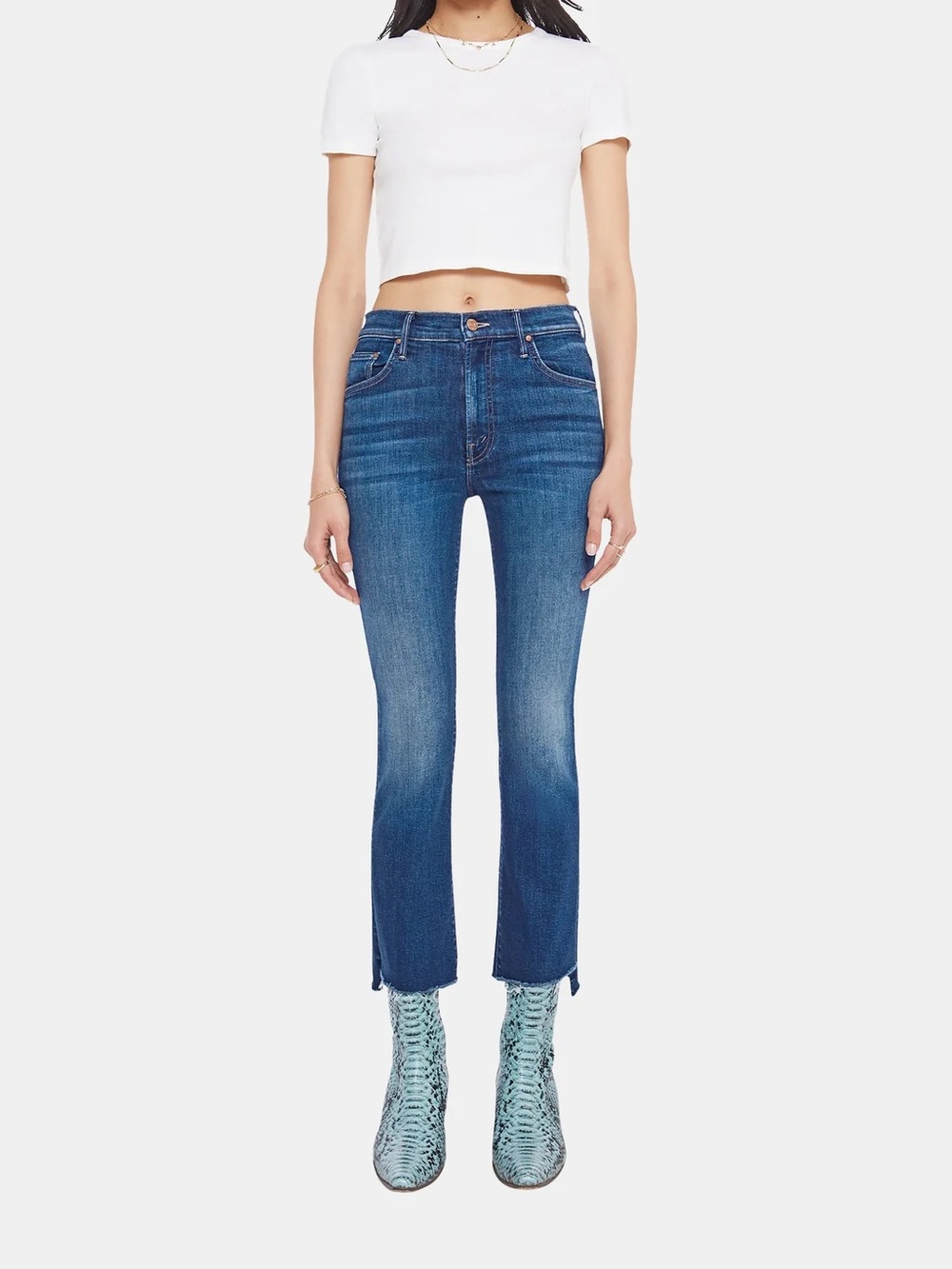 MOTHER The Insider Crop Step Fray in Turn of The Tide Blue Size 26